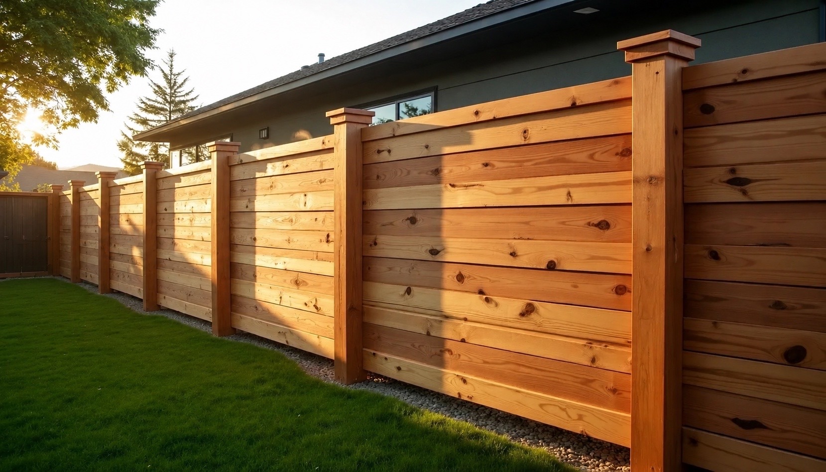 Modern wood privacy fence